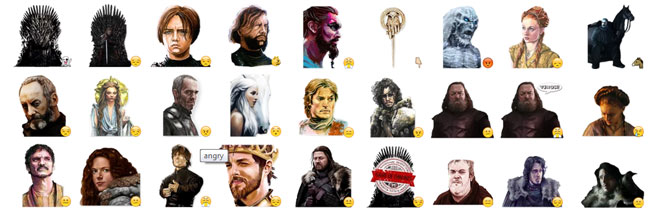 Game of Thrones stickers voor Telegram