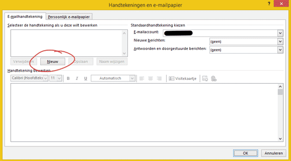 Handtekening Outlook 2016 instellen